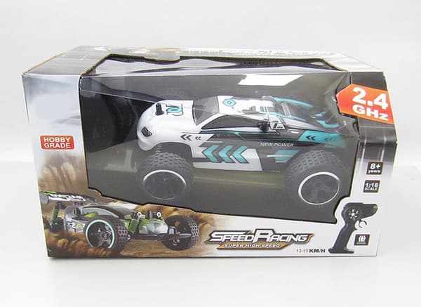 High Speed Radiostyrd Truggy 1:18 2.4G, Vit/blå