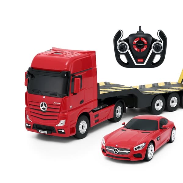 Mercedes-Benz Actros Radiostyrd Lastbil + Mercedes AMG GT Bil 2.4G Röd