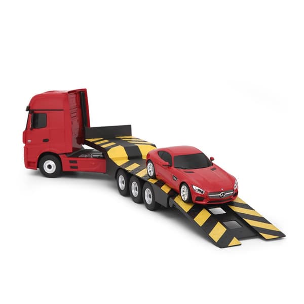 Mercedes-Benz Actros Radiostyrd Lastbil + Mercedes AMG GT Bil 2.4G Röd
