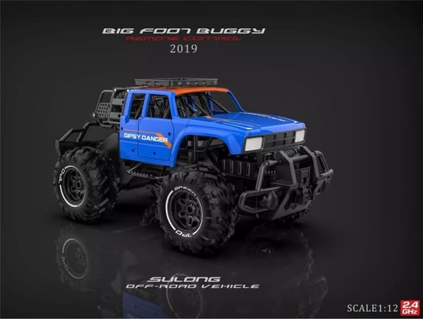RC Big Foot Buggy 1:12, Blå/Rød