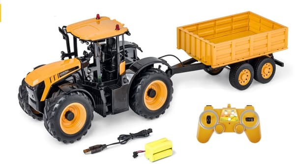 JCB Fastrac 4220 fjärrstyrd traktor med trailer 1:16 2,4G