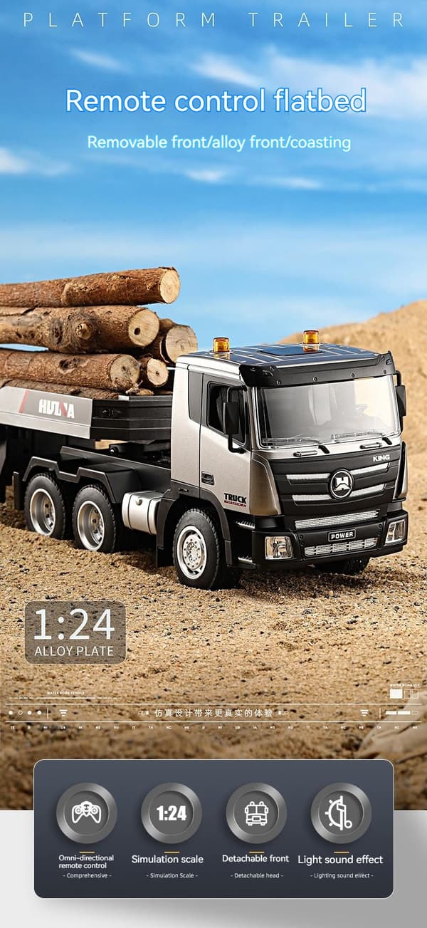 HuiNa Lastbil m/ fladvogn 2.4Ghz 1:24