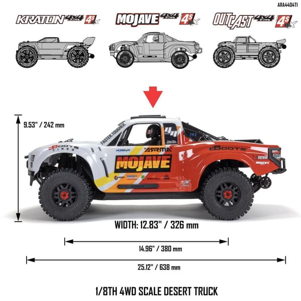 ARRMA Mojave 4S 4WD Desert Truck RTR Blå/Röd