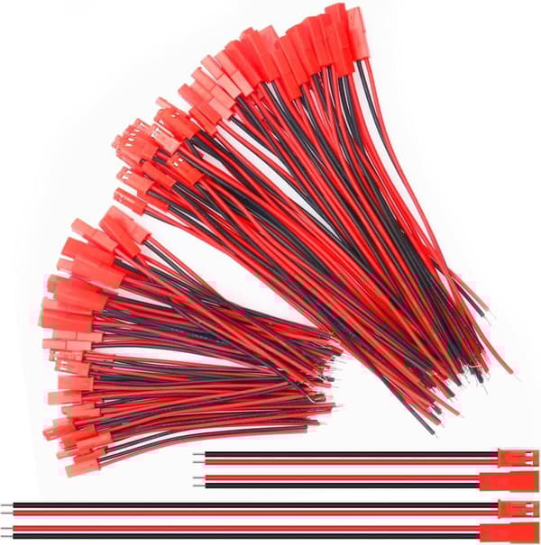 Sæt med 40 JST 22 AWG-stik, 2-polet han og hun, længde 10 cm 15 cm - perfekt til lysdioder, lamper, RC-batterier og legetøj Kabel