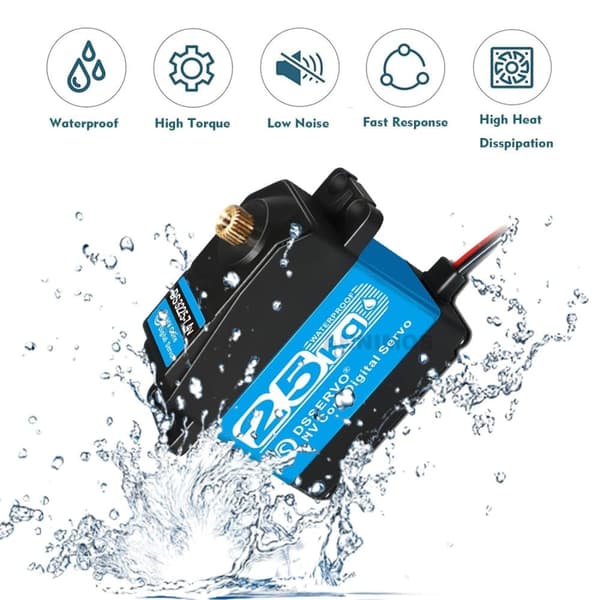 DSSERVO 2kpl RC 25KG, 7.4V korkean vääntömomentin digitaalinen moottori ruostumattomasta teräksestä valmistetuilla vaihteilla 180° ohjaustehostin