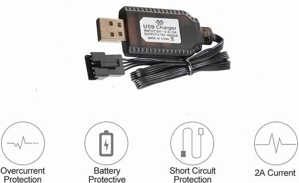 SM-4P-stik til 2S 7.4V LiPo batterikompatibelt RC bil / bil / fly / drone USB universalkabel