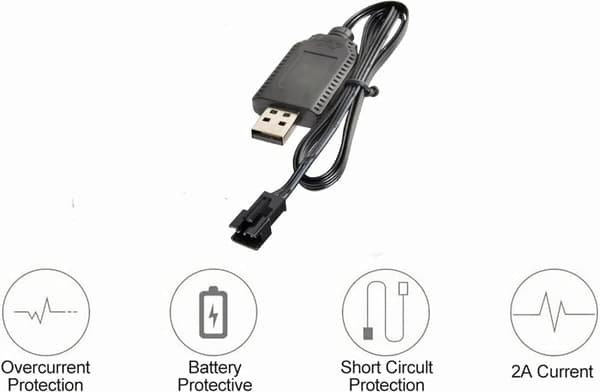 SM-3P-liitin 2S 7.4V LiPo-akun kanssa yhteensopiva RC-auto / auto / lentokone / drone USB-yleiskaapeli