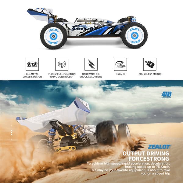 Wltoys 124017 Borstlös 4300KV Motor 0,7M 19T RTR 1/12 2,4G 4WD 70km/h RC Bilfordon Metallchassimodeller Leksaker Fjärrkontroll lastbil