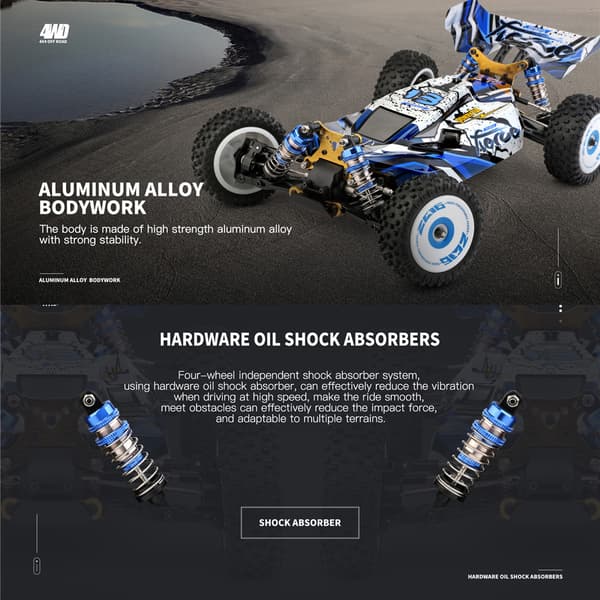 Wltoys 124017 Borstlös 4300KV Motor 0,7M 19T RTR 1/12 2,4G 4WD 70km/h RC Bilfordon Metallchassimodeller Leksaker Fjärrkontroll lastbil