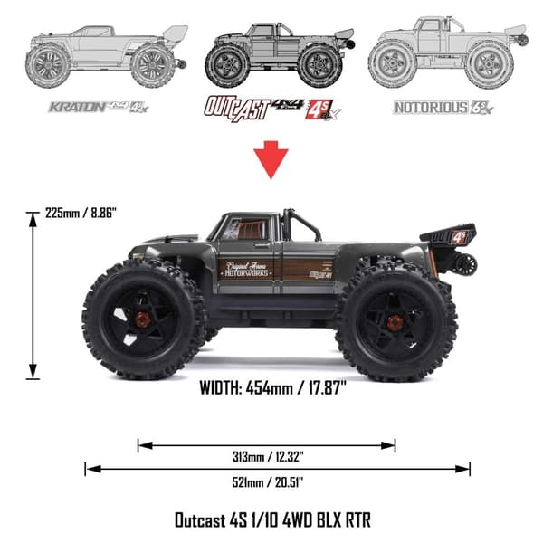 ARRMA Outcast 4S V2 BLX 4WD Rød 1/10 - RTR