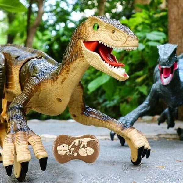 SHOP-STORY - VELOCIRAPTOR BROWN: Dinosaurie med fjärrkontroll med ljus och ljud