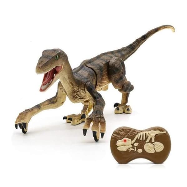 SHOP-STORY - VELOCIRAPTOR BROWN: Dinosaurie med fjärrkontroll med ljus och ljud