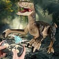 Miniatyrbild 1 av 4: SHOP-STORY - VELOCIRAPTOR BROWN: Dinosaurie med fjärrkontroll med ljus och ljud