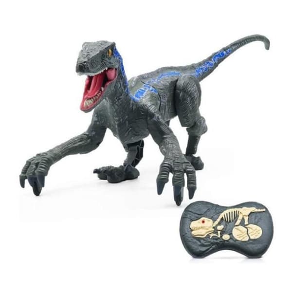 SHOP-STORY - VELOCIRAPTOR GREY: Dinosaurie med fjärrkontroll med ljus och ljud