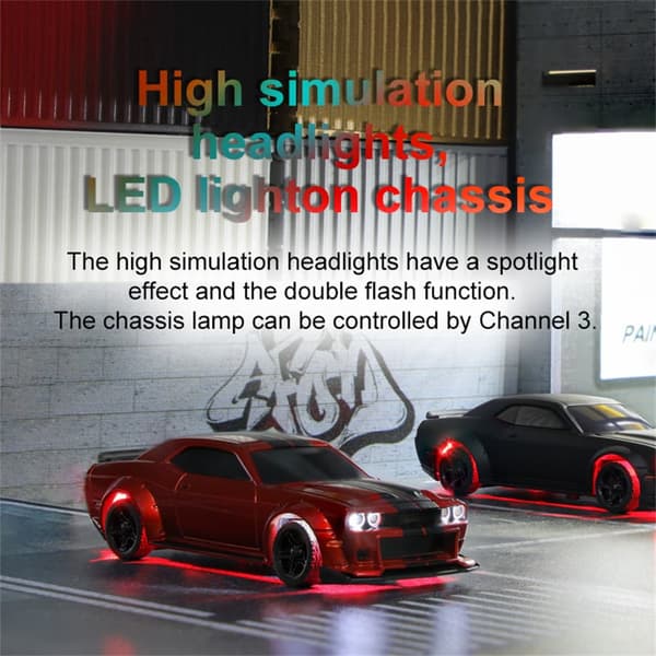 Kaukosäädinauto, Turbo Racing C75 RTR 1/76 Scale RC Drift -kaukosäädin LED-valoilla, 4-vetoinen leluauto 4,5,6,7,8+, lasten lahjat (punainen)
