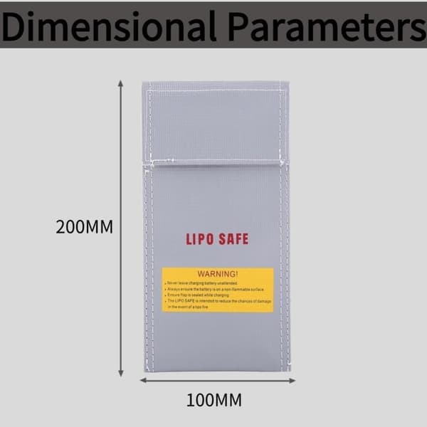Yunique - Sikkerhedsetui til RC-batterier | Lipo Anti-eksplosion beskyttende etui | Brandsikker opladningsetui, størrelse 100x200mm
