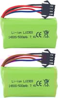 Miniatyrbild 1 av 7: Yunique - Höghastighets 7,4V 500mAh litiumbatterier - EC16 DE85-kompatibel för fjärrkontrollbåt, fartygsmodell och bil - 2 stycken