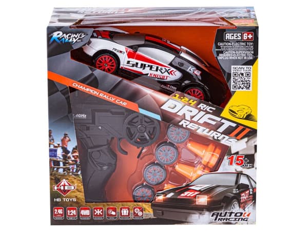 Drift Car, Auto RC Drift 1:24 2,4 GHz 4WD MUSTAVALKOINEN BUGATTI