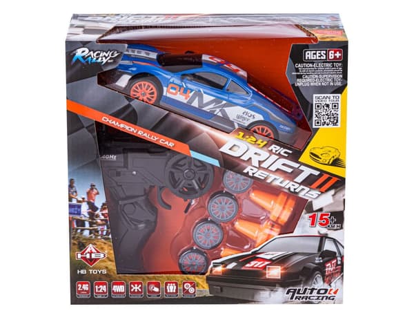 Drift Car, Auto RC Drift 1:24 2,4 GHz 4WD BLÅ FERRARI