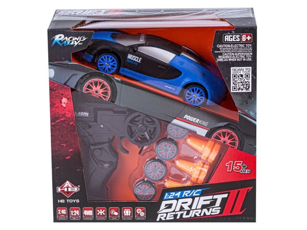 Drift Car, Auto RC Drift 1:24 2,4 GHz 4WD SVART OCH BLÅ BUGATTI