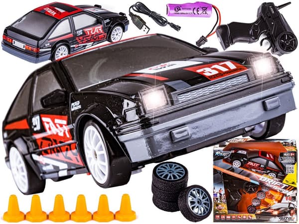 Drift Car, Auto RC Drift 1:24 2,4 GHz 4WD BLACK