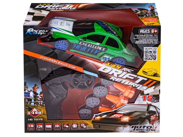 Drift Car, Auto RC Drift 1:24 2,4 GHz 4WD GRØN