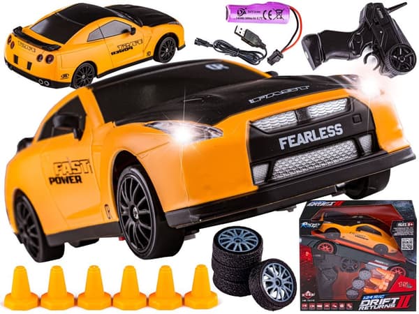 Drift Car, Auto RC Drift 1:24 2,4 GHz 4WD KELTAINEN