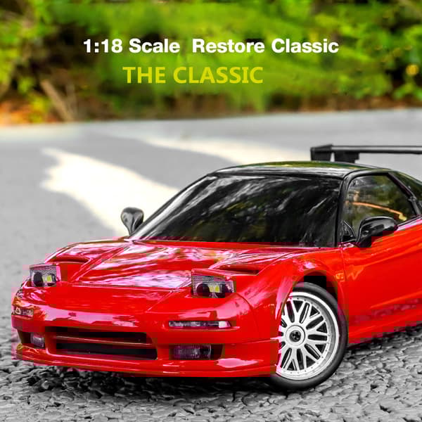 LDRC 1803 RTR 1/18 2.4G RWD RC Car NSX Drift Gyro LED-valo tiellä Täysin suhteellinen kilpa-ajoneuvomallit lelu, punainen