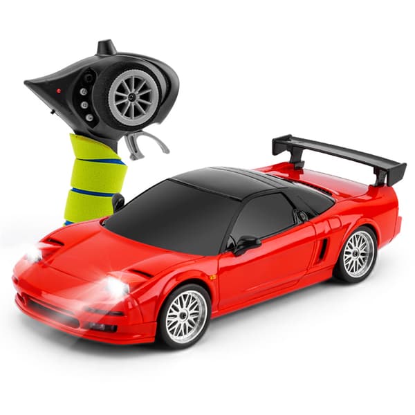 LDRC 1803 RTR 1/18 2.4G RWD RC Car NSX Drift Gyro LED-valo tiellä Täysin suhteellinen kilpa-ajoneuvomallit lelu, punainen