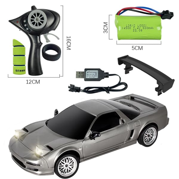 LDRC 1803 RTR 1/18 2.4G RWD RC bil NSX Drift Gyro LED lys On-Road Fuldt proportionelle racerkøretøjer modeller Legetøj, grå