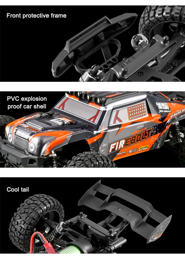 HBX 901A RTR 1:12 2,4G 4WD 50 km/t Børsteløse RC-biler Hurtige terrængående med LED-lys Fjernbetjening Truck Legetøj Monster Truck