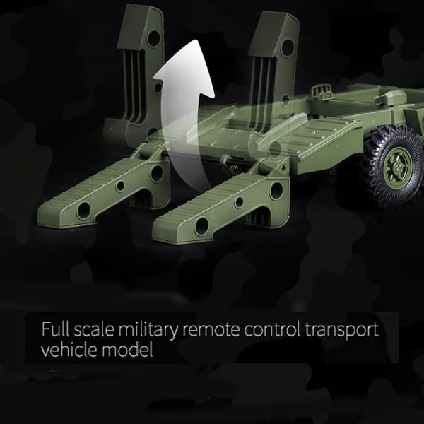 B36-3 Ural 1/16 2.4G 6WD RTR RC bil, militær lastbil med trailer, Rock Crawler køretøjsmodeller, fjernbetjeningslegetøj med 1 batteri