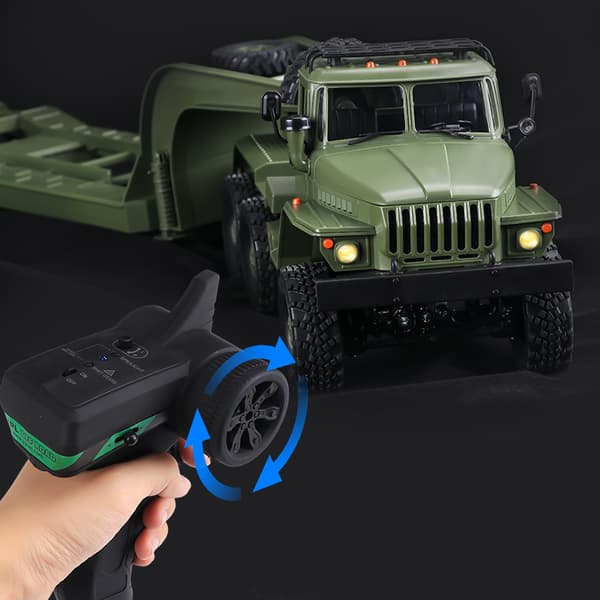 B36-3 Ural 1/16 2.4G 6WD RTR RC-bil, militärlastbil med släp, Rock Crawler-fordonsmodeller, fjärrkontrollleksaker med 1 batteri