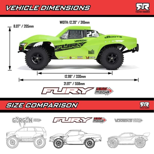 ARRMA Fury Mega 550 2WD Grön - RTR