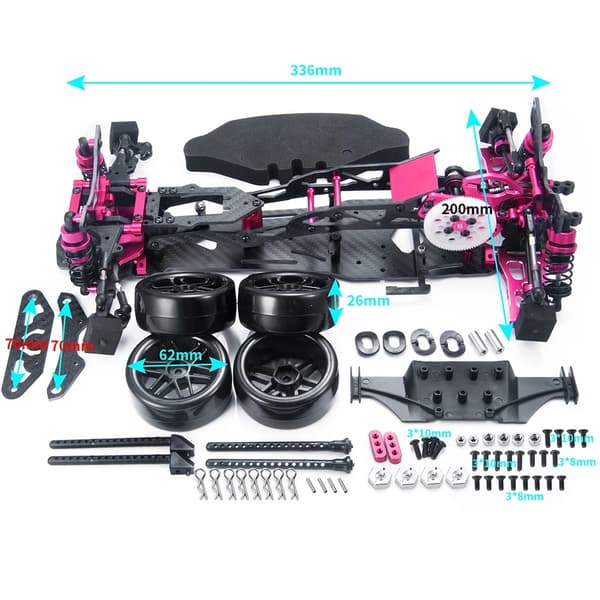 AXSPEED MR Chassi Ram Kit, 257 mm Hjulbas, Legering & Kolfiber Material,257 mm hjulbas