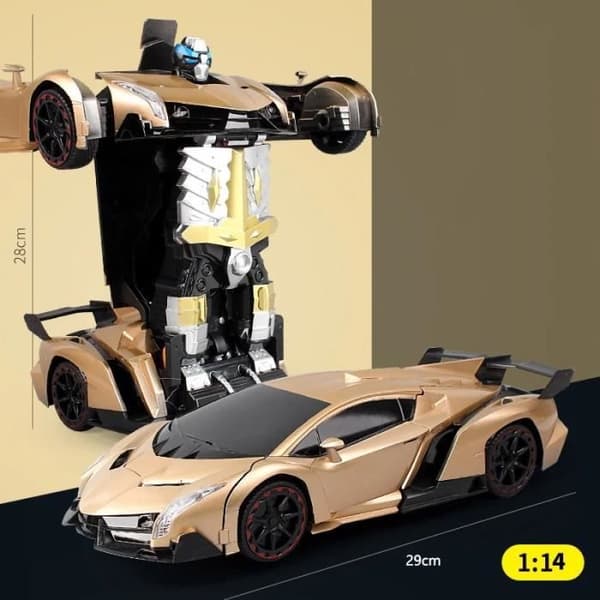 24CM No Music D - Barnfjärrkontroll billeksak, induktionstransformationsrobot, Dete