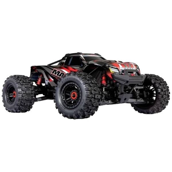 Bred MAXX 4X4 borstlöst radiostyrt fordon - TRAXXAS - Röd