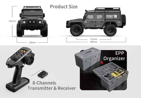 MJX Allrock H8H Børsteløs 1:8 Crawler 4WD Grå