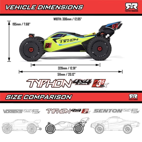 ARRMA Typhon 1/8 223S BLX 4WD Grøn/Gul- RTR