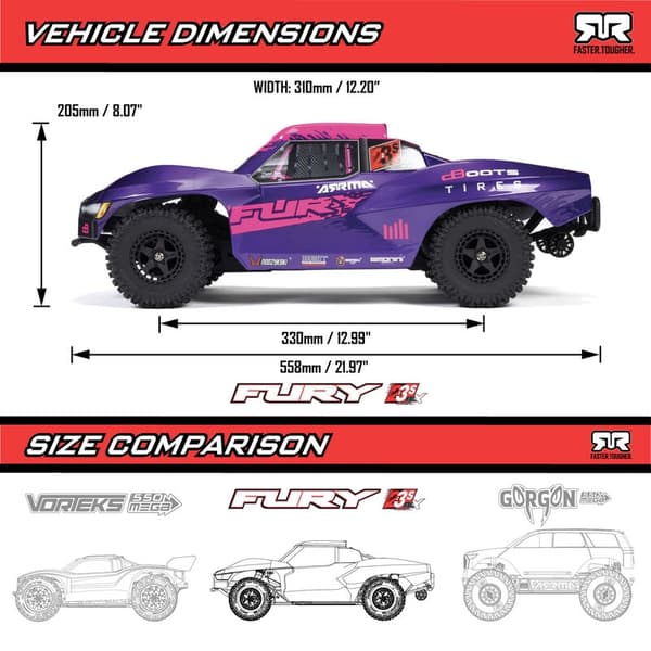 ARRMA Fury 1/10 223S BLX 2WD Grön - RTR
