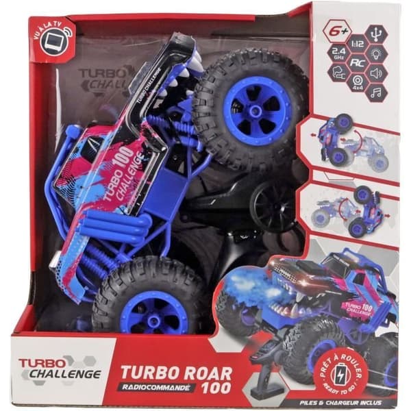 Fjärrkontrollbil - TURBO CHALLENGE - Smashroar TC100 - Rökalternativ - Blå - 1/12 - Uppladdningsbart batteri och batterier ingår