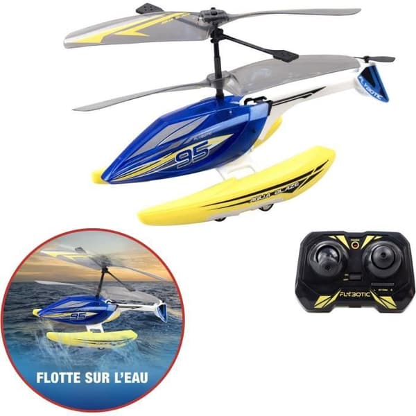 Fjärrstyrd helikopter - FLYBOTIC - Helico Aqua Blaze - 19,5 cm - gul och svart - från 8 år