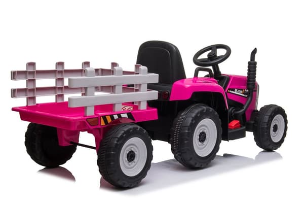 Pink Elektrisk Ride-On Traktor med Trailertilbehør & Fjernbetjening til Børn