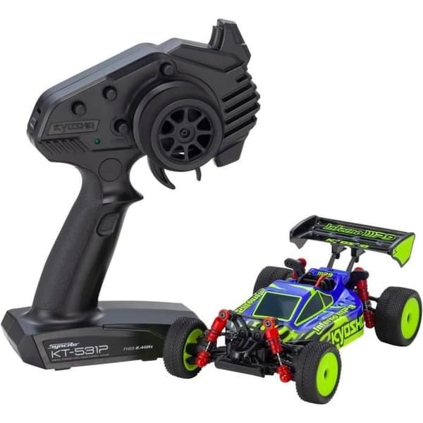KYOSHO MINI-Z MB010 READYSET 4WD INFERNO MP9 TKI3 BLÅ-GUL K.32093B