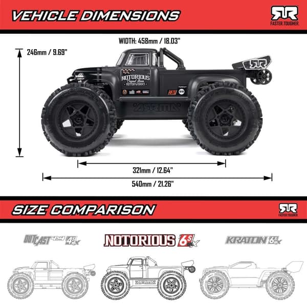 ARRMA Notorious 6S 4x4 1/8 Brushless RTR Svart