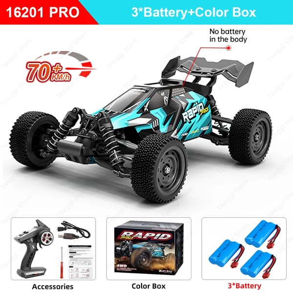 RC-maastoauto, 70 km/h nopeus, 4WD kaikilla maasto-ominaisuuksilla,16201PRO-BU-3B-BX