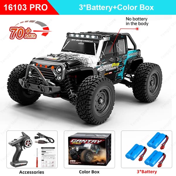 RC-maastoauto, 70 km/h nopeus, 4WD kaikilla maasto-ominaisuuksilla,16103PRO-BU-3B-BX
