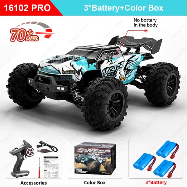RC Off-Road Bil, 70KM/H Hastighed, 4WD Terrænkørselsevne,16102PRO-BU-3B-BX