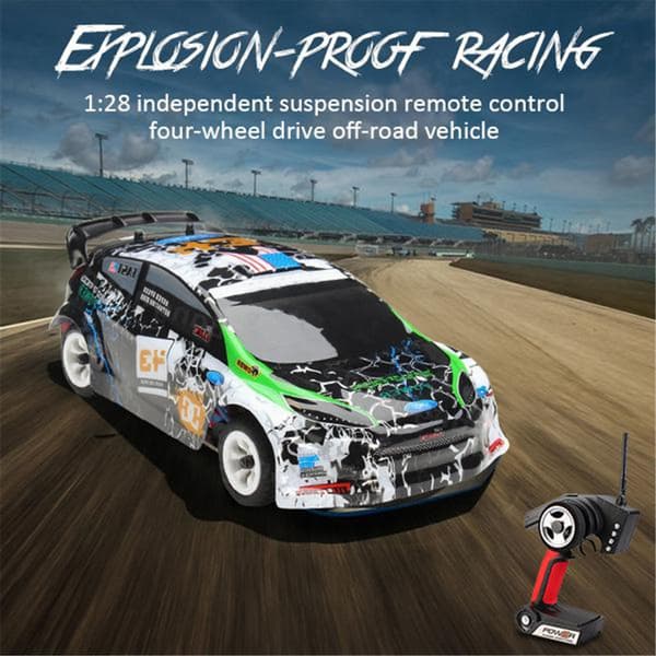 Wltoys K989 1/28 2.4G 4WD 30 km/t Børstet RC Bil Alu Chassis Køretøjer RTR Model RC Drift Car med 2 batterier, børnegave