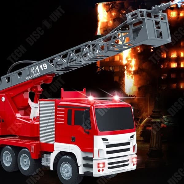 TD® Barnleksaksmodellsats Superstor fjärrkontroll Brandbil Spraybar elektrisk steglyft